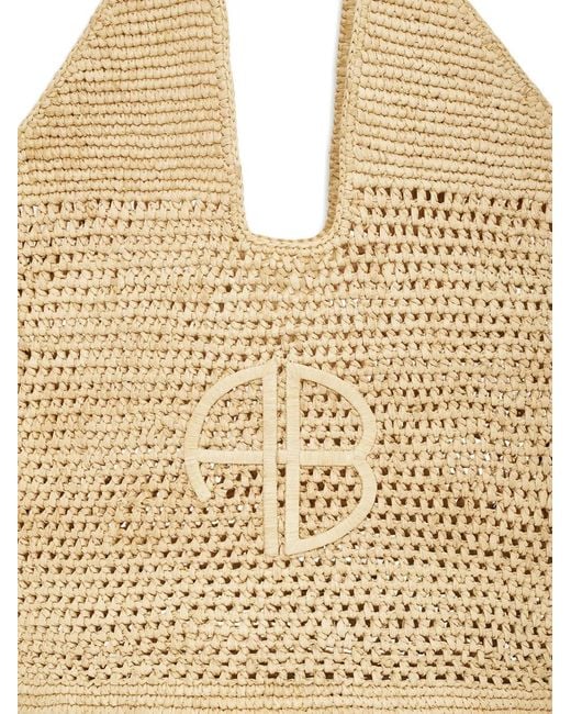Anine Bing Natural Leah Logo-Detail Tote Bag
