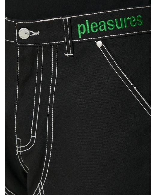 Pleasures Black Logo-Patch Trousers for men