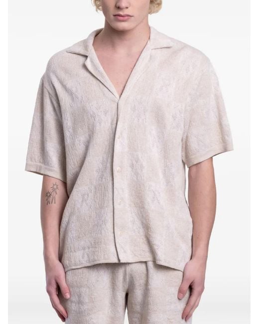 Represent Natural Check-Pattern Crochet Shirt for men