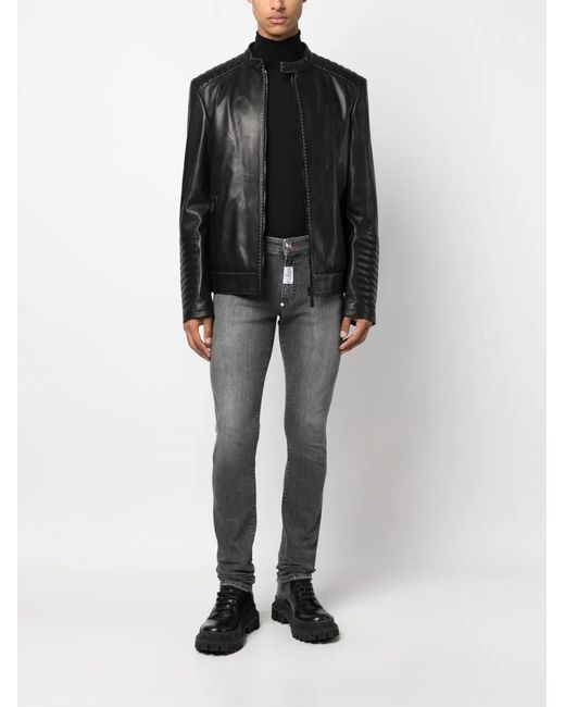 Philipp Plein Gray Logo-Patch Jeans for men