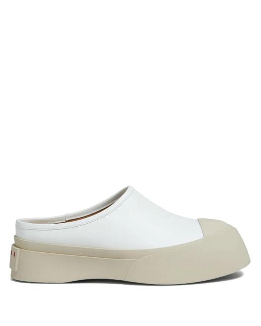 Marni White Mary Jane Leather Mules