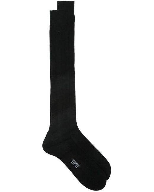 Calcetines con logo bordado Tom Ford de hombre de color Black