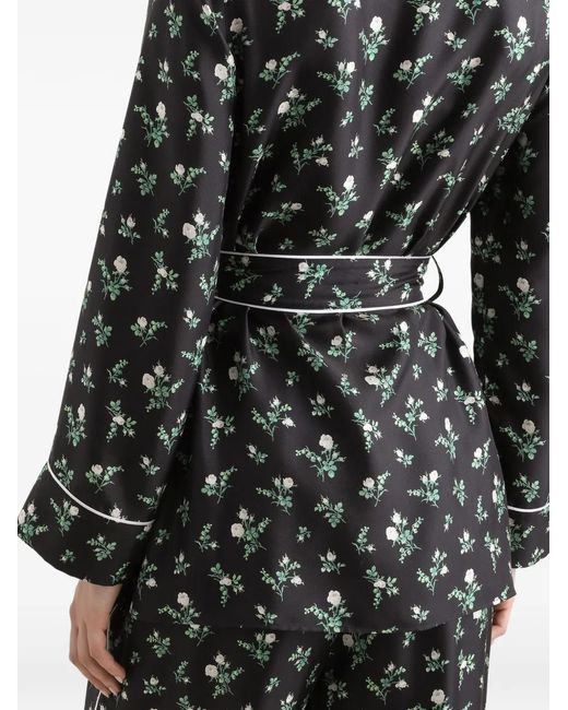 Dolce & Gabbana Black Roses And Lilies Of The Valley-Print Twill Shirt
