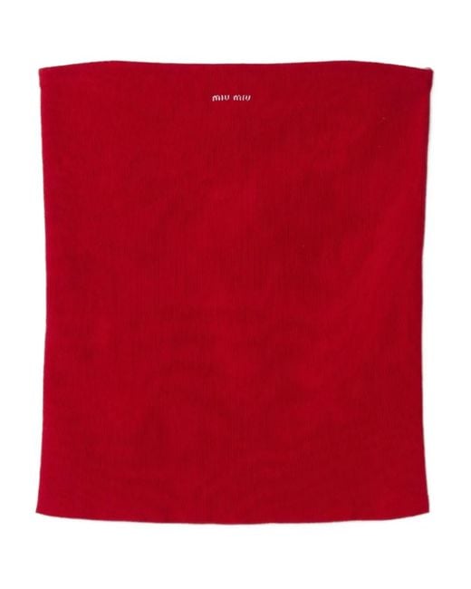 Haut À Logo En Intarsia Miu Miu en coloris Red