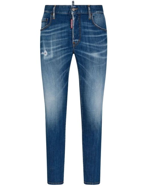 DSquared² Blue Distressed Skinny Jeans for men