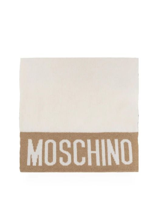 Moschino Natural Logo-Intarsia Scarf