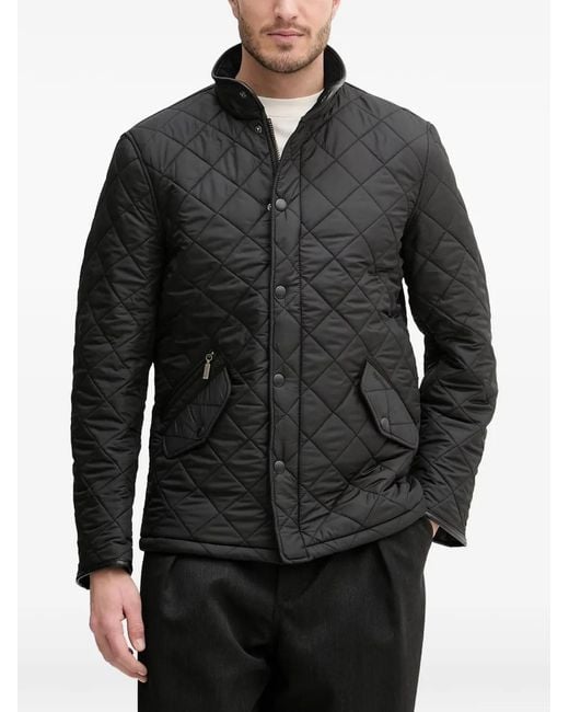 Barbour Black Powell Quilted High-Neck Jacket for men