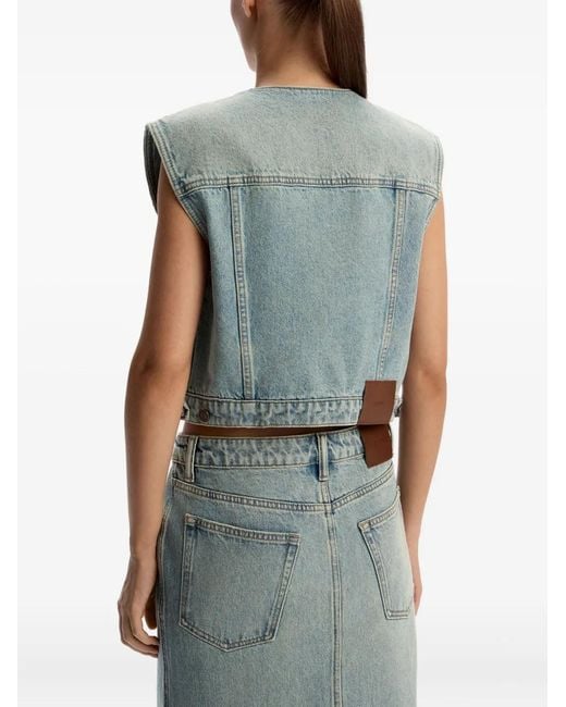 12 STOREEZ Blue Front-Split Denim Midi Skirt