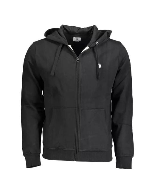 U.S. POLO ASSN. Black Logo-Detail Zip-Up Hoodie for men