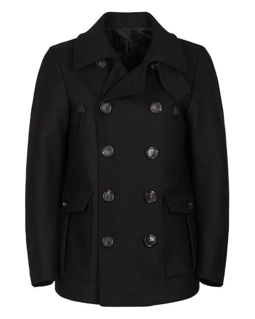 DSquared² Black Double-Breasted Pocket Coat for men
