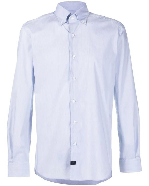 Fay Blue Long-Sleeve Cotton Shirt for men