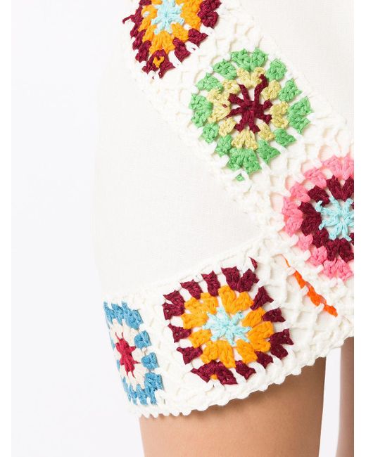Olympiah Blue Crochet Wrap-front Mini Skirt