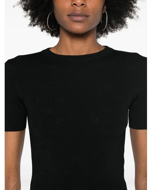 Balenciaga Black Open-Knit Wool Top