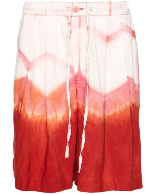 STORY mfg. Red Bridge Shorts mit Grapefruit Clamp-Färbung