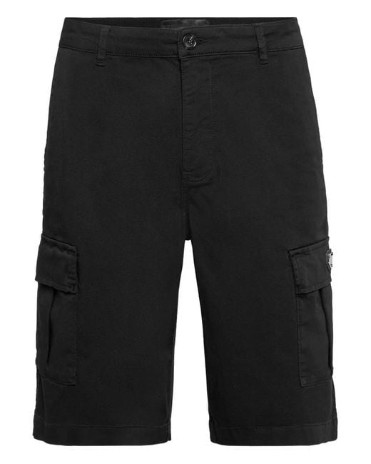 Philipp Plein Black Cargo-Pockets Shorts for men