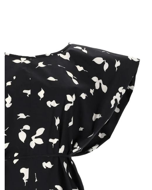 Alysi Black Leaf-Print Blouse