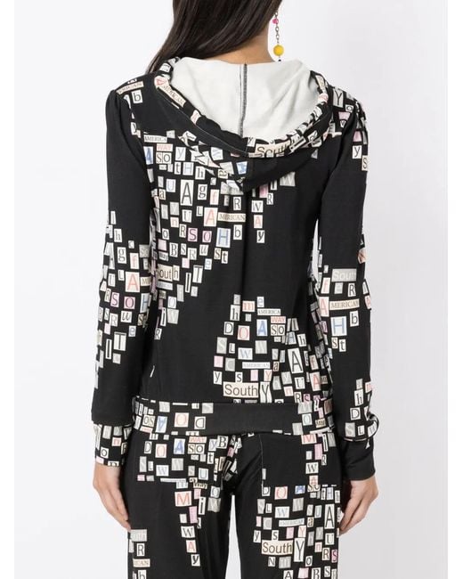 Amir Slama Black Text-Print Zip-Up Hoodie