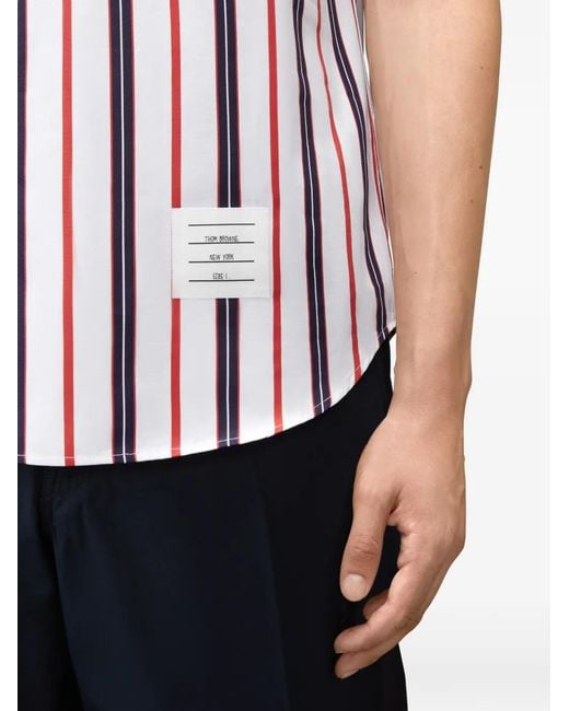 Thom Browne Red Repp Striped Poplin Shirt for men