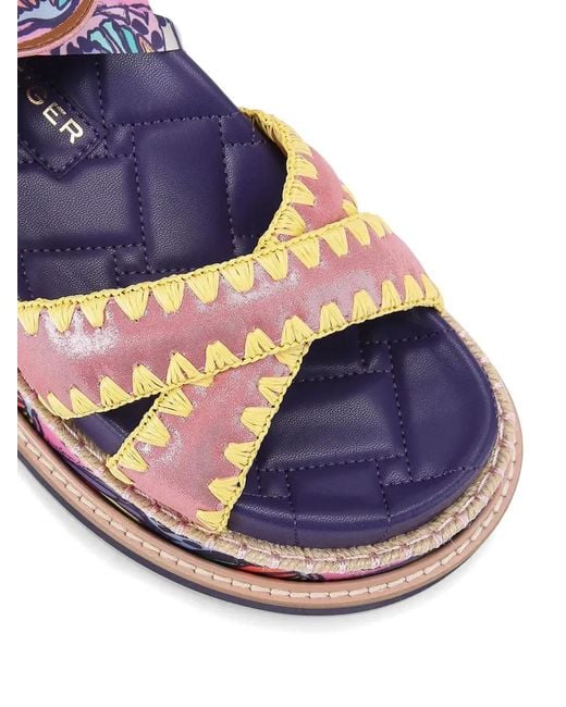 Kurt Geiger Pink Orson Butterfly-Print Wrap-Around Sandals