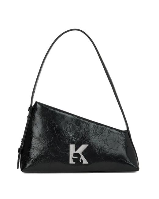 Karl Lagerfeld Black Leather Shoulder Bag