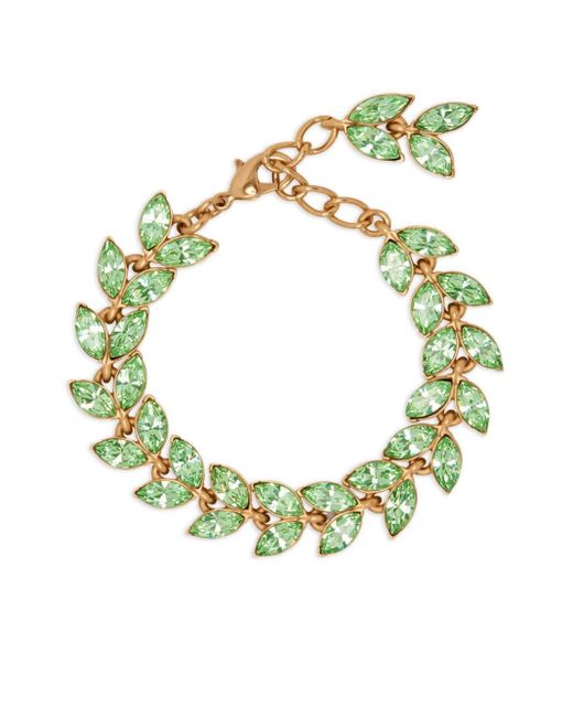 Oscar de la Renta Green Crystal Leaves Bracelet