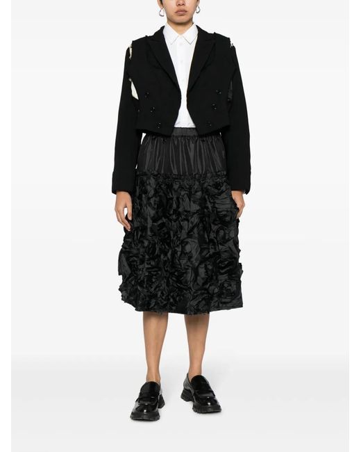 Comme des Garçons Black Ruched Flared Midi Skirt