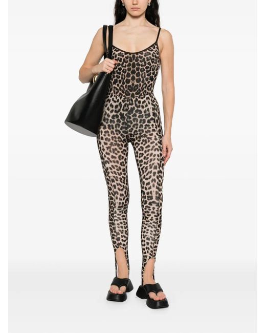 Baserange Black Leopard-Print Leggings