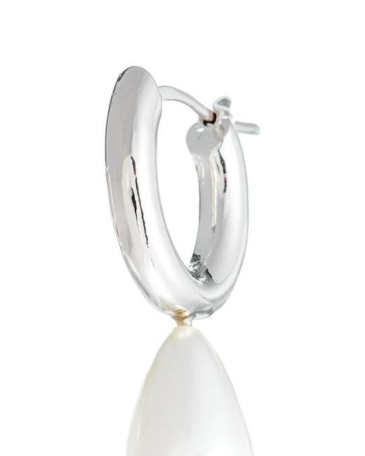 Simone Rocha White Pearl-Pendant Hoop Earrings