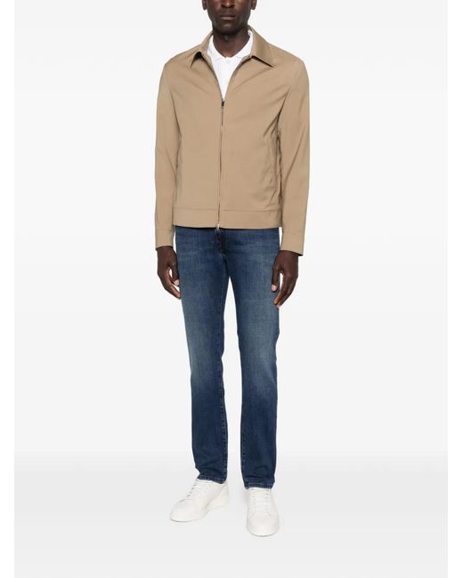Hackett Blue Belt-Loop Logo-Patch Jeans for men