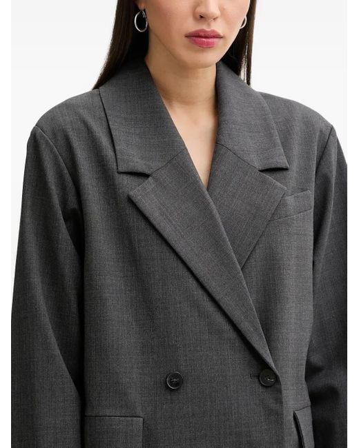 IRO Black Double-Breasted Notch-Lapel Coat