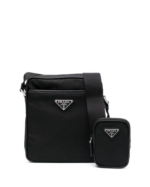 Prada Black Triangle-logo Messenger Bag for men