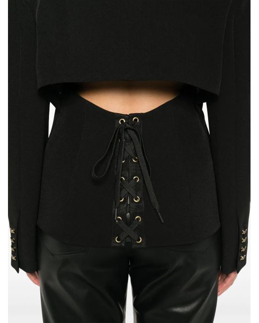 Versace Jeans Couture Black Lace-Up Single-Breasted Blazer