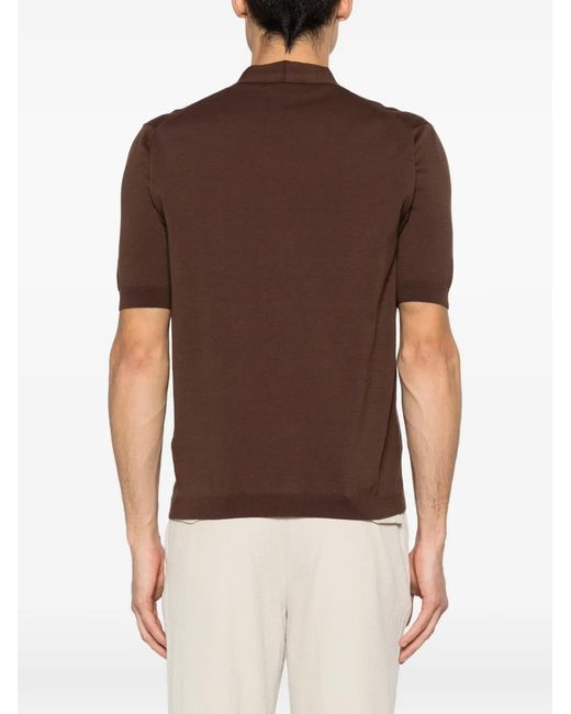 LUIGI GENTILE Brown Button V-Neck Cardigan for men