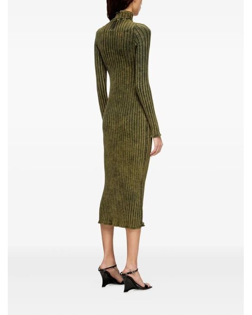 DIESEL Green D-Wavya Stretch Cotton Midi Dress