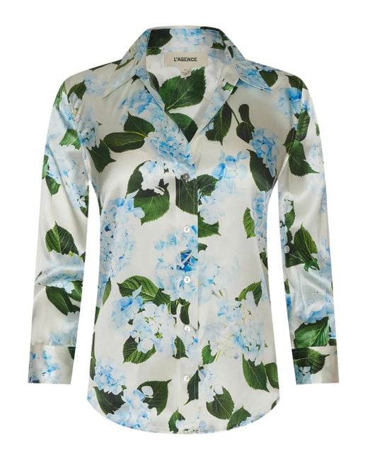 L'Agence フローラル クロップドスリーブ シャツ Green