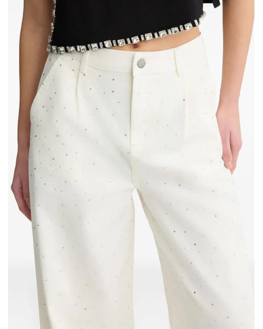 Liu Jo White Rhinestone-Embellished Flared Jeans