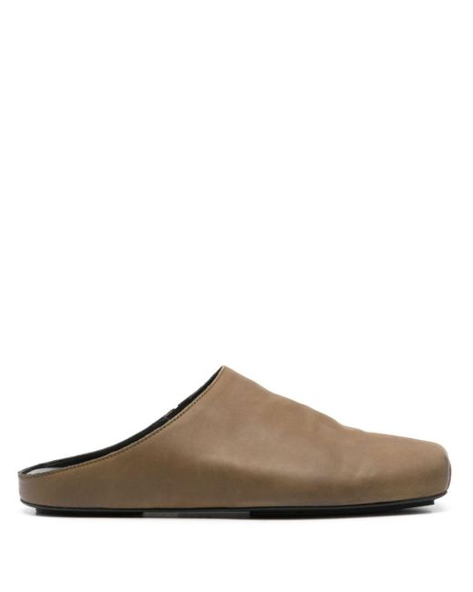 Square-toe leather mules Uma Wang de color Brown