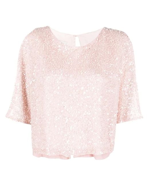 Fely Campo スパンコール シルクブラウス Pink