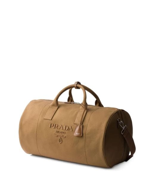 Prada Brown Canvas Duffle Bag