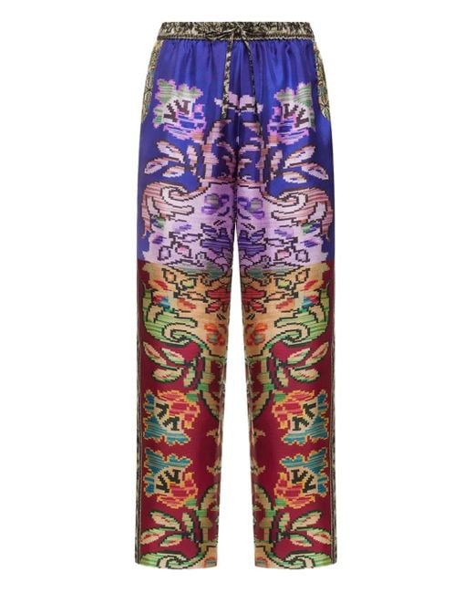 Pierre Louis Mascia Blue All-Over Print Trousers