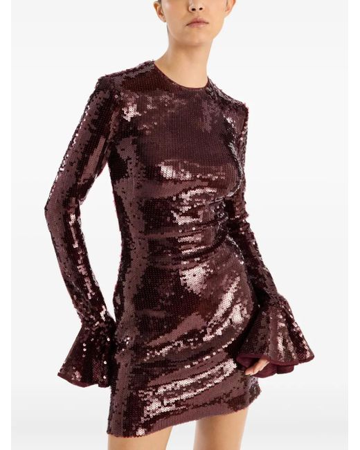 ROTATE BIRGER CHRISTENSEN Purple Sequin-Embellishment Mini Dress
