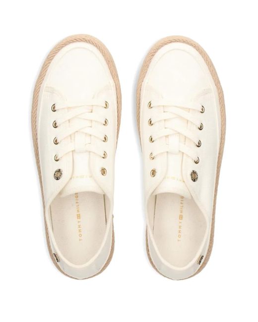 Sneakers Con Suola Rialzata E Lacci di Tommy Hilfiger in Natural