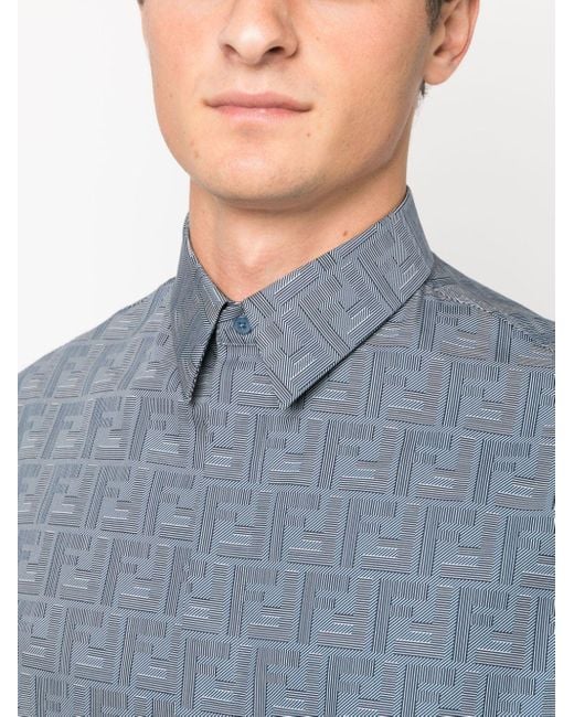 Chemise à imprimé Shadow Fendi pour homme en coloris Blue