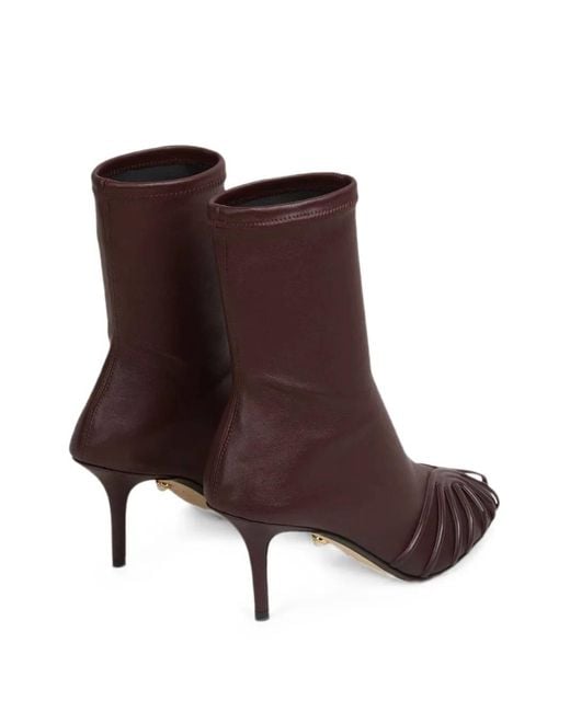 ALEVI Brown Karen Fan-Detail Ankle Boots