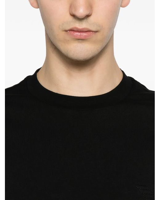 Emporio Armani Black Logo-Embroidered T-Shirt for men