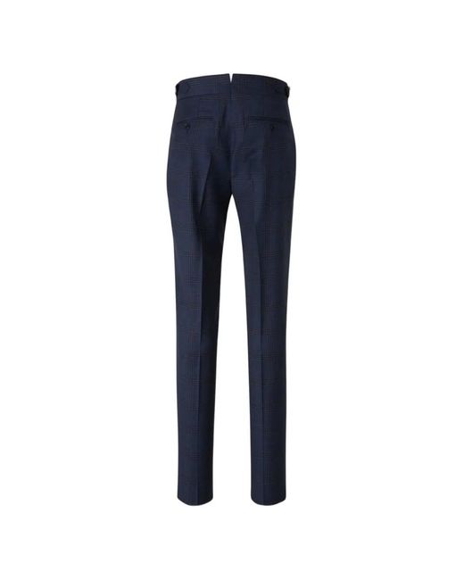 SCABAL® Blue Check-Pattern Pleated Trousers for men