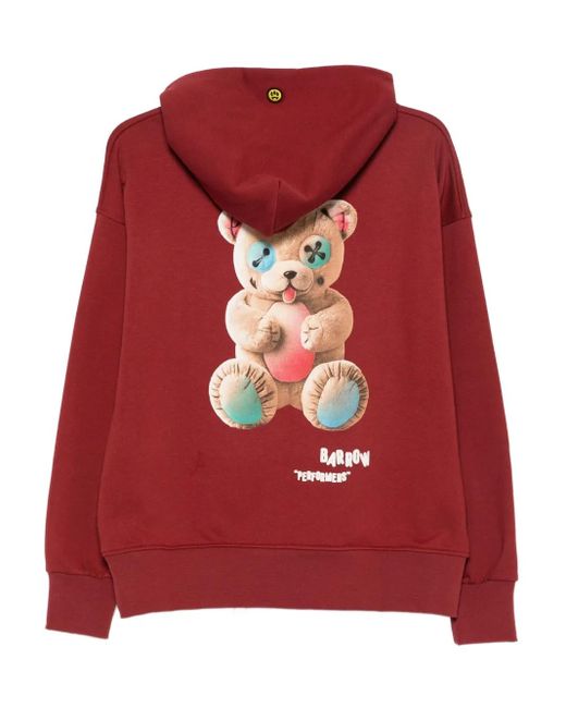 Barrow Red Teddy-Print Hooded Sweatshirt