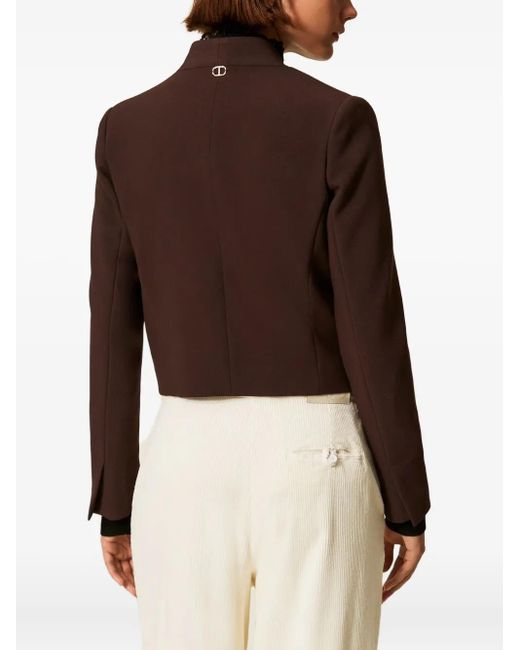 Twinset Brown Double-Breasted Cropped Blazer