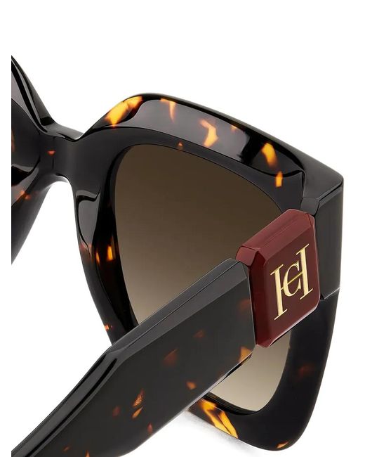 Carolina Herrera Black Tortoiseshell-Effect Square-Square-Square-Frame Sunglasses