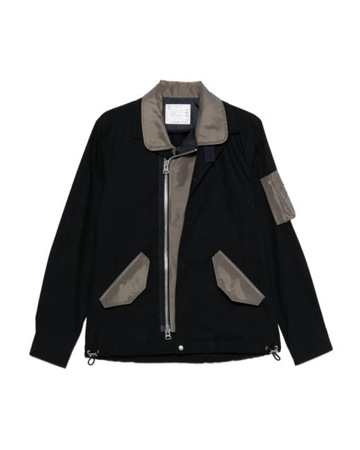 Sacai Black Oxford Nylon Cotton Jacket for men